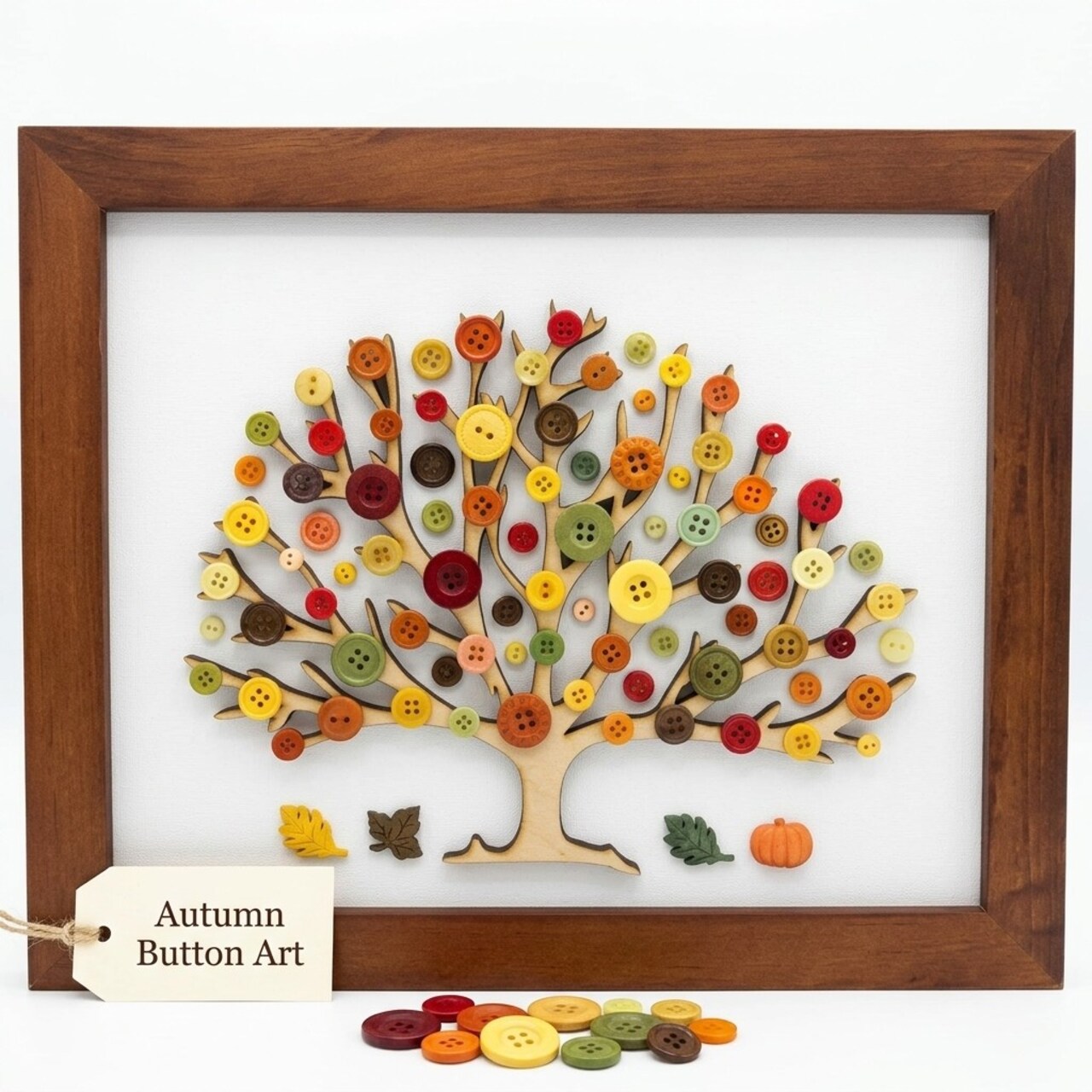 DIY Fall Tree Button Art Canvas Kit, 8x10 with Buttons & Tree Template